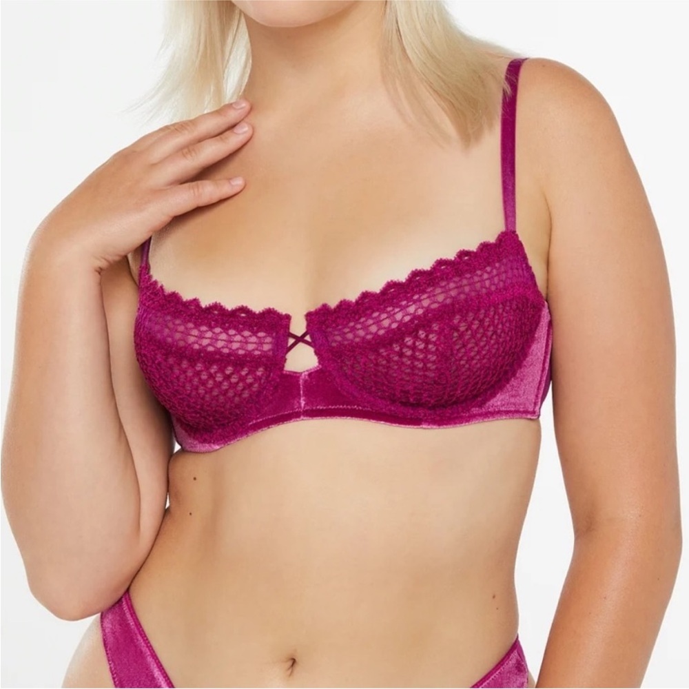 Savage X Fenty Purple Heat Velvet Vixen Balconette Bra & Brazilian Panty Set